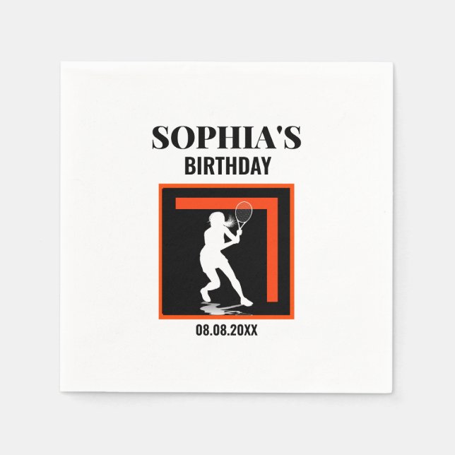 Tennis Birthday, Tennis Girl Player  Serviette (Vorderseite)