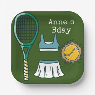 Tennis Birthday Tennisspieler mit Schläger Pappteller