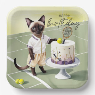 Tennis Black Cat Geburtstagsparty mit Kuchen Pappteller