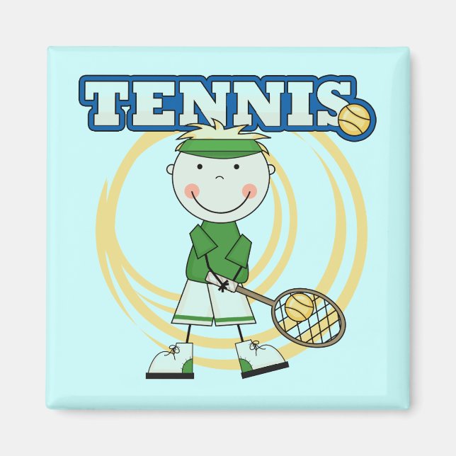 TENNIS - Blond Boy T - Shirt und Geschenke Magnet (Vorne)