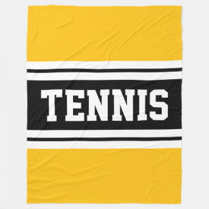 TENNIS Bold Fun Bright Yellow Black Racing Streife Fleecedecke