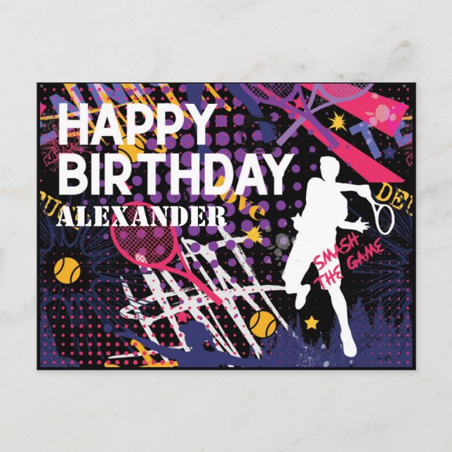 Tennis 🎾 Bonne Carte Postale Anniversaire (Devant)