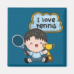 Tennis Boy spielt Tennis Magnet