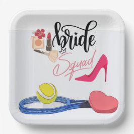 Tennis Bride Squad Party Bachelorette Pappteller