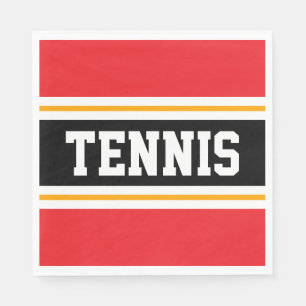 TENNIS Bright Red Black Yellow Racing Streifen Serviette