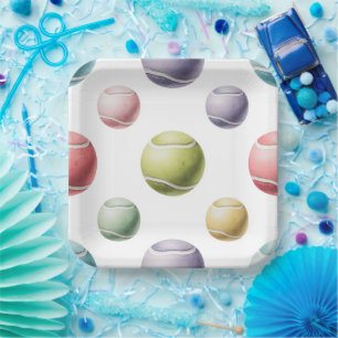 Tennis Bunte Bälle Pappteller