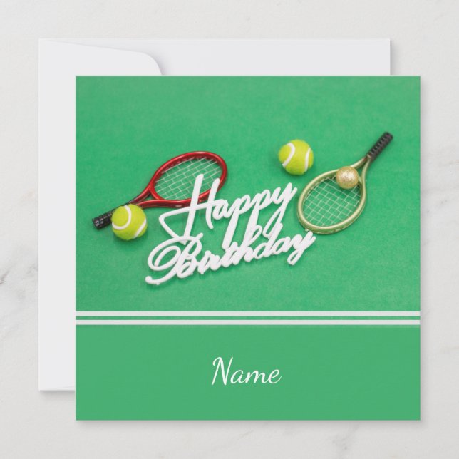 Tennis Carte Anniversaire avec raquette et balle s (Devant)