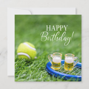 Tennis Carte d'anniversaire avec Ball et Bière pou