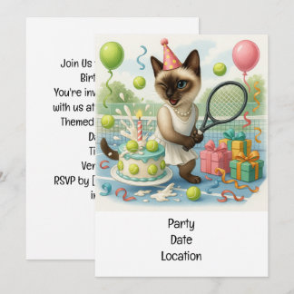 Tennis Cat Paw-some Birthday Party Einladung