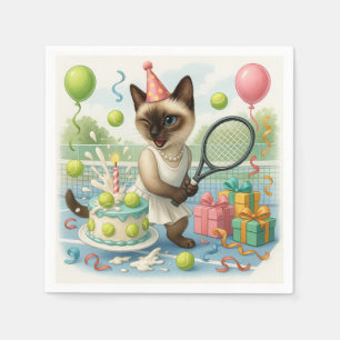 Tennis Cat Paw-some Birthday Party Serviette