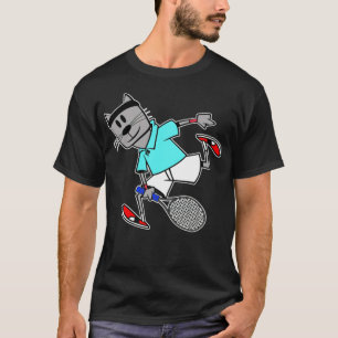 Tennis Cat Record Champion lustiger Tennis T-Shirt