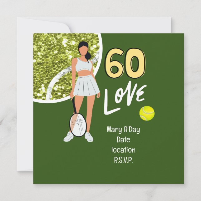 Tennis "Chic 60th Birthday Party Invitation (Devant)