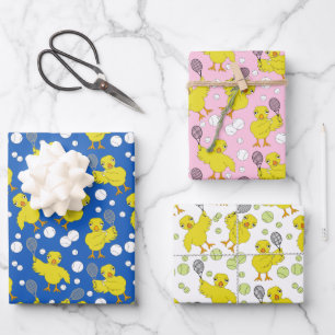 Tennis Chick Muster Wrapping Paper Geschenkpapier Set