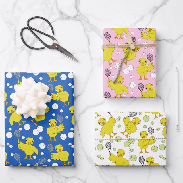Tennis Chick Muster Wrapping Paper Geschenkpapier Set (Vorderseite)