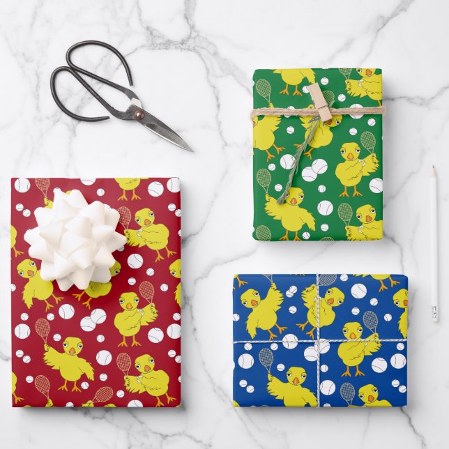 Tennis Chick Muster Wrapping Paper Geschenkpapier Set (Vorderseite)
