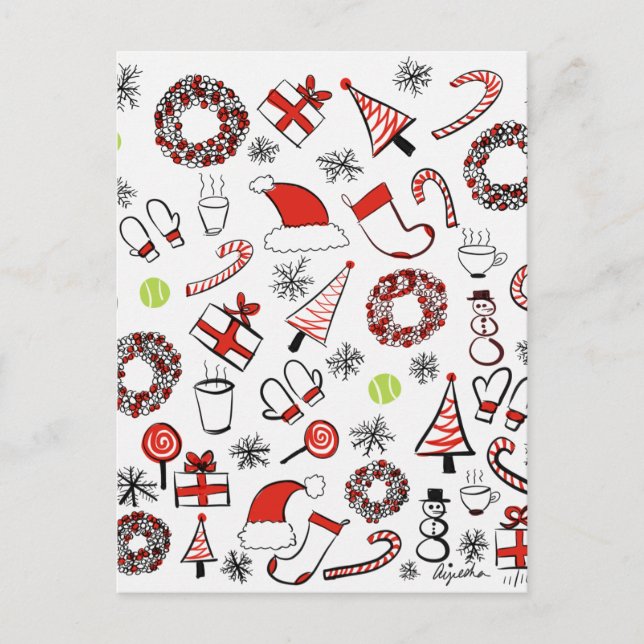 Tennis Christmas Feiertagspostkarte (Vorderseite)