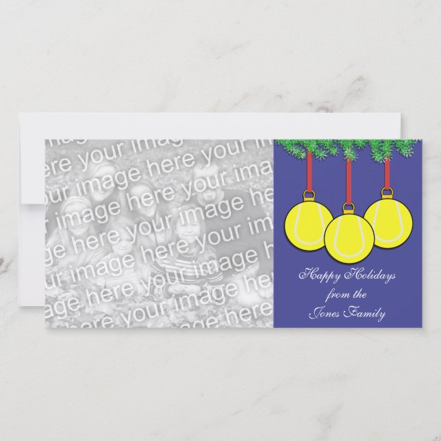 Tennis Christmas Foto Card Feiertagskarte (Vorderseite)