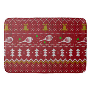 Tennis Christmas Sweater Gezwirntes Muster Red Xma Badematte