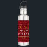 Tennis Christmas Sweater Gezwirntes Muster Red Xma Edelstahlflasche<br><div class="desc">Warme und gemütliche Wintertage und Nächte Illustration Design,  mit klassisch gewirktem,  lustig hässlichem Weihnachtspulli mit Tennisschlägern und grünen Tennisbällen,  Steinglocken,  Tannenbäumen und Schneeflocken. Minimalistisches Xmas Sweater Muster festliche Design in hellblau und weiß für Tennisspieler. Tennis Weihnachtsmusterpulli Tennis Xmas Design. Skandi Tennis Weihnachtsgeschenke Weihnachten. Nordisches Tennis-Weihnachtsmuster. Tennis Weihnachtsgeschenke</div>