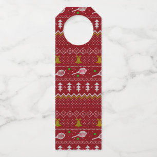 Tennis Christmas Sweater Gezwirntes Muster Red Xma Flaschenanhänger