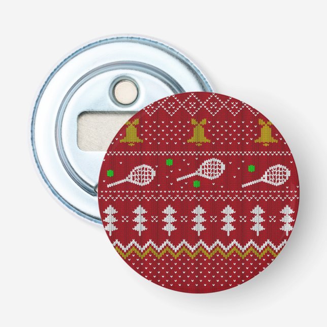 Tennis Christmas Sweater Gezwirntes Muster Red Xma Flaschenöffner (Vorderseite)