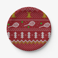 Tennis Christmas Sweater Gezwirntes Muster Red Xma
