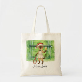 Tennis Christmas themed for player who loves cat  Tragetasche