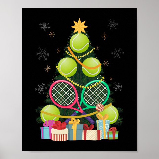 Tennis Christmas Tree Tennis Player Tennis Coach Poster (Vorne)