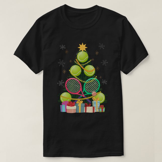 Tennis Christmas Tree Tennis Player Tennis Coach T-Shirt (Design vorne)