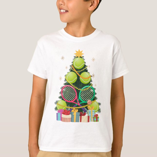 Tennis Christmas Tree Xmas T-Shirt (Vorderseite)
