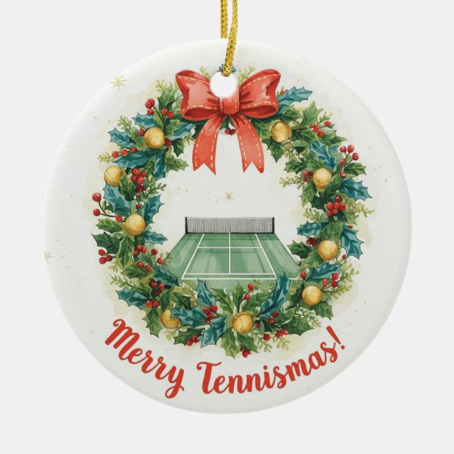Tennis Christmas with tennis ball  Keramik Ornament (Vorne)