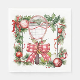 Tennis Christmas Wreath Wassercolor Serviette
