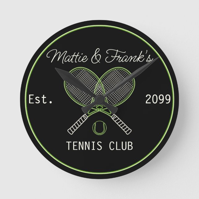Tennis Club Bar Lugano Unexpected Classic Tour Runde Wanduhr (Vorderseite)