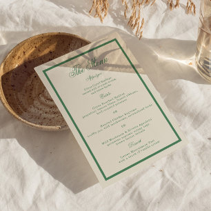 Tennis Club Green Preppy Stripe Hochzeitsmenükarte Einladung
