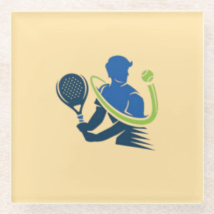 Tennis-Club-Logo - Dynamische Aktion, Sportstil Glasuntersetzer