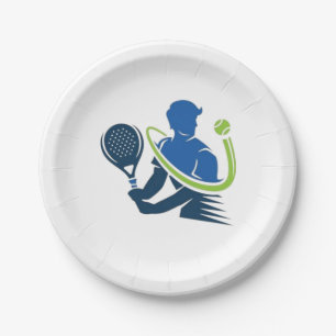 Tennis-Club-Logo - Dynamische Aktion, Sportstil Pappteller