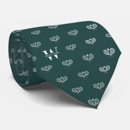 Tennis Clubs Monogram Name Dark Green Neck Tie Krawatte