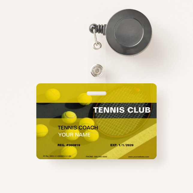 Tennis Coach Abzeichen Ausweis (Vorderseite mit Rechteck)