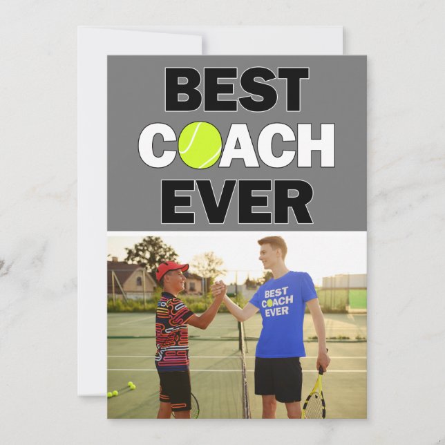 Tennis Coach Best Ever Custom Foto Vielen Dank Dankeskarte (Vorderseite)