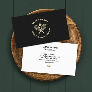 Tennis Coach Black Gold Business Card Visitenkarte