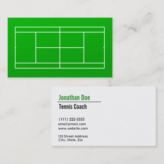 Tennis Coach Business Card Visitenkarte (Vorne/Hinten)