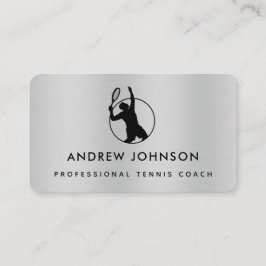 Tennis Coach Metallic Player Logo Social Media Visitenkarte