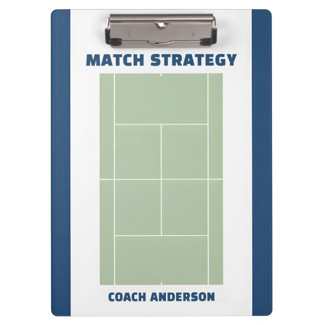 Tennis Coach Name Tactical Court Match Strategy Klemmbrett (Vorderseite)