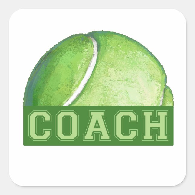 Tennis Coach Quadratischer Aufkleber (Vorderseite)