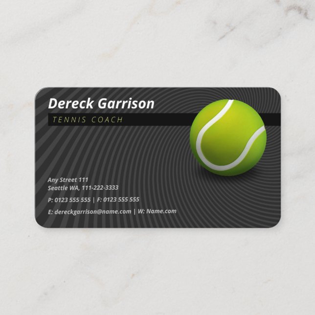 Tennis Coach | Übungsstunden Visitenkarte (Vorderseite)