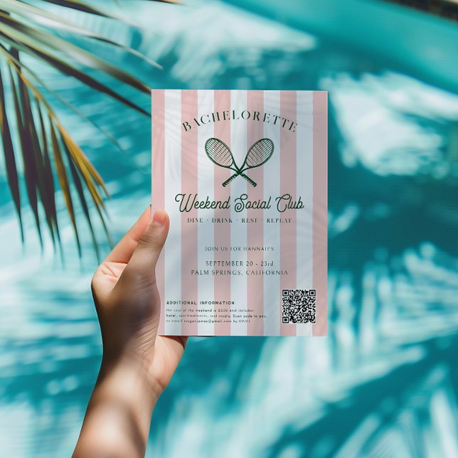 Tennis Country Club | Bachelorette Weekend Einladung (Von Creator hochgeladen)