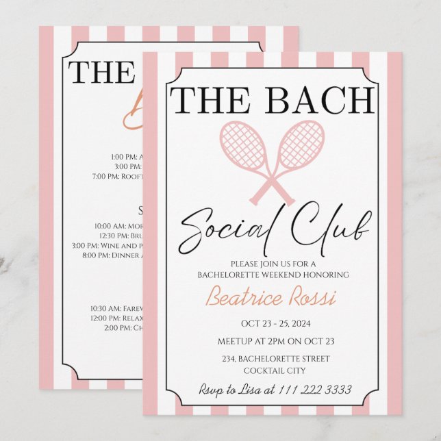 Tennis Country Club Bacheloretto Einladung (Vorne/Hinten)