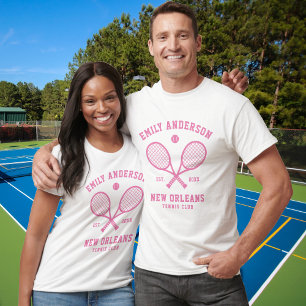 Tennis Custom Club Name Rosa Ball Racket T-Shirt
