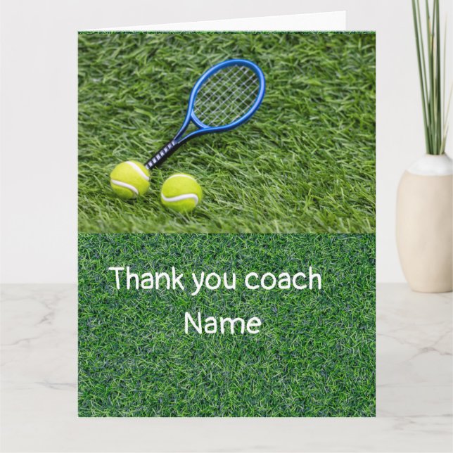 Tennis Danke, dass ihr mit Schläger auf Grün train Dankeskarte (Vorderseite)
