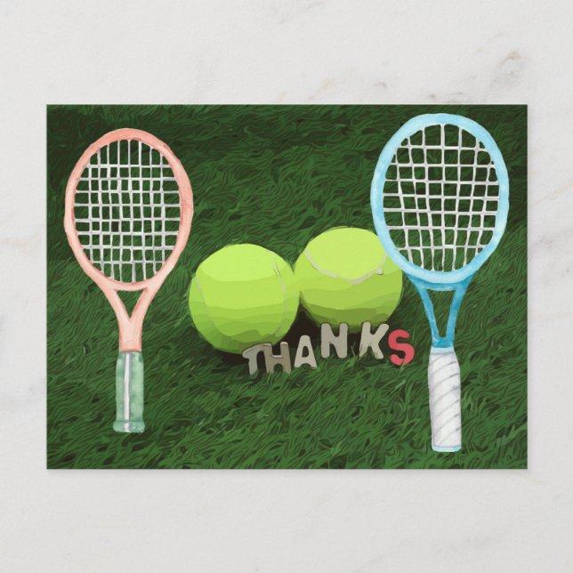 Tennis Danke, dass ihr zwei Ball und Schläger habt Postkarte (Vorderseite)